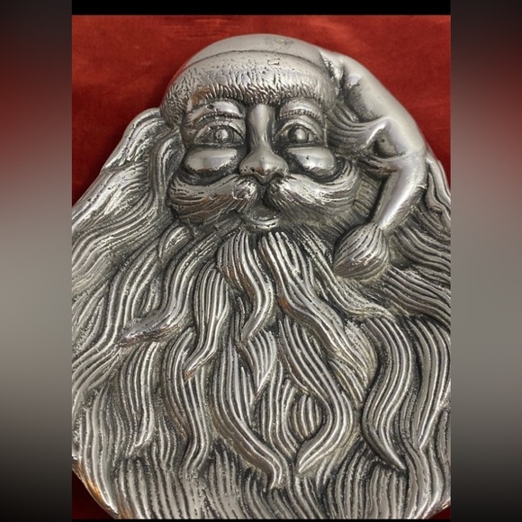 Silvertone Santa trinket candy dish vintage - Picture 3 of 9